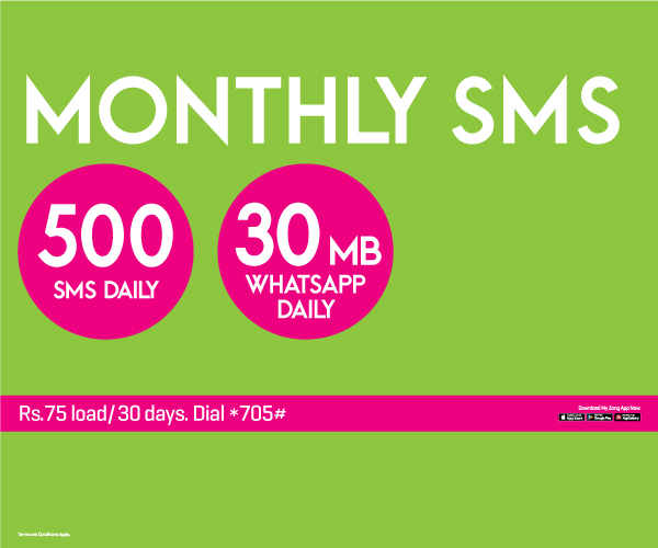 Zong offers a wide variety of SMS packages, ranging from pre-paid to post-paid plans.