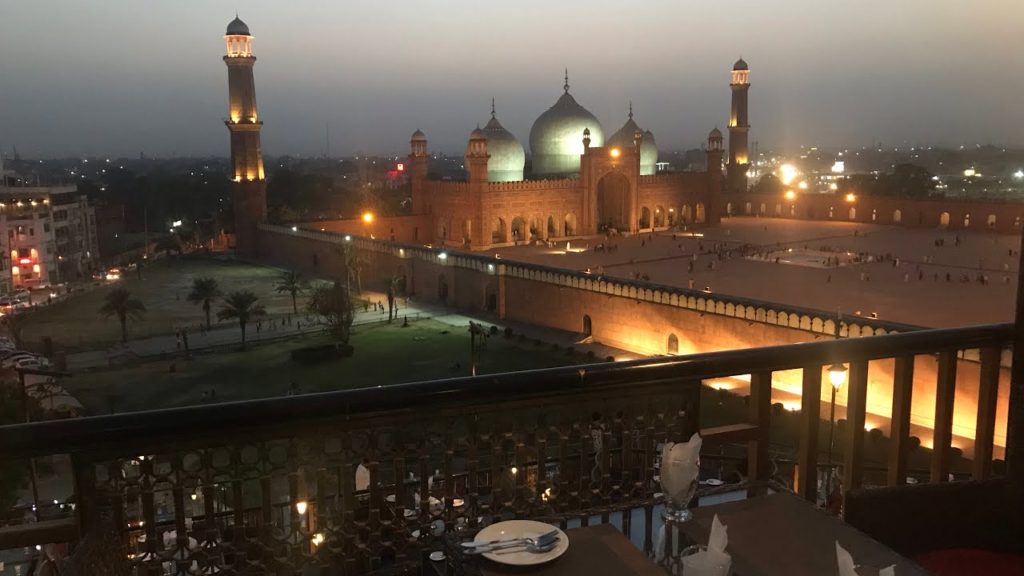 View of Badshahi Mosque from Haveli Restaurant