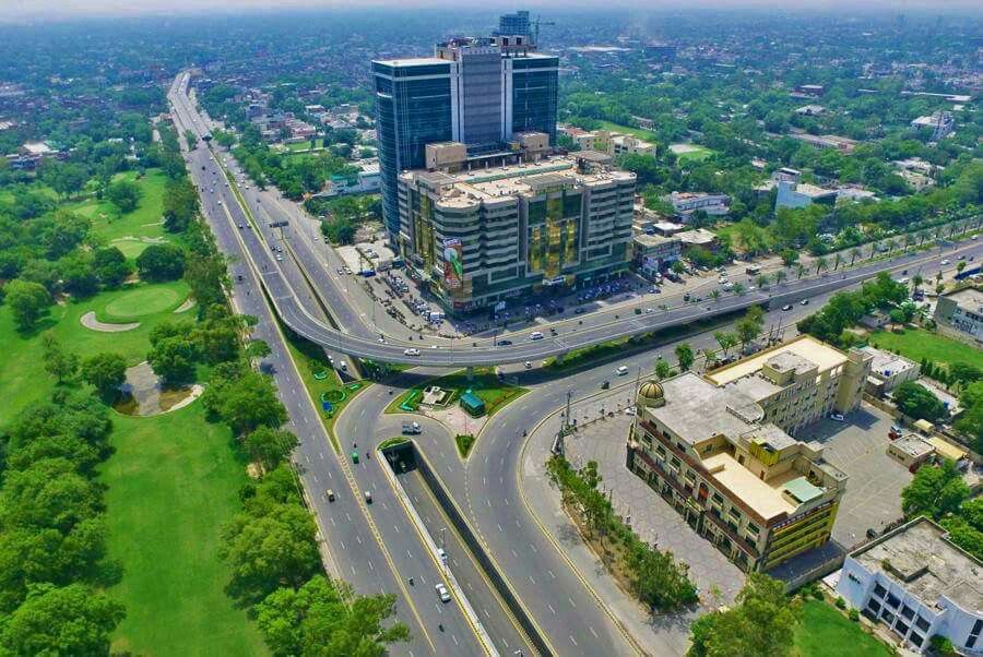 the aerial view of jail road in lahore