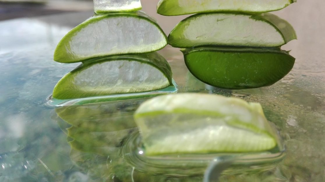 sliced aloe vera piled up