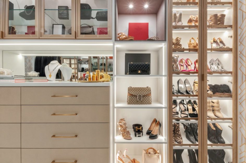 Dedicate a section in walk-in closet to shoes