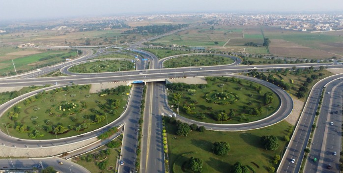 drone shot of lahore ring road