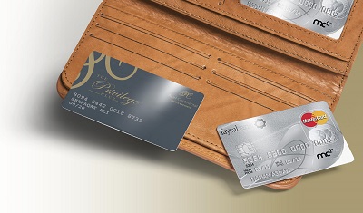 faysalbank mastercard and pearl continental loyalty card in a wallet