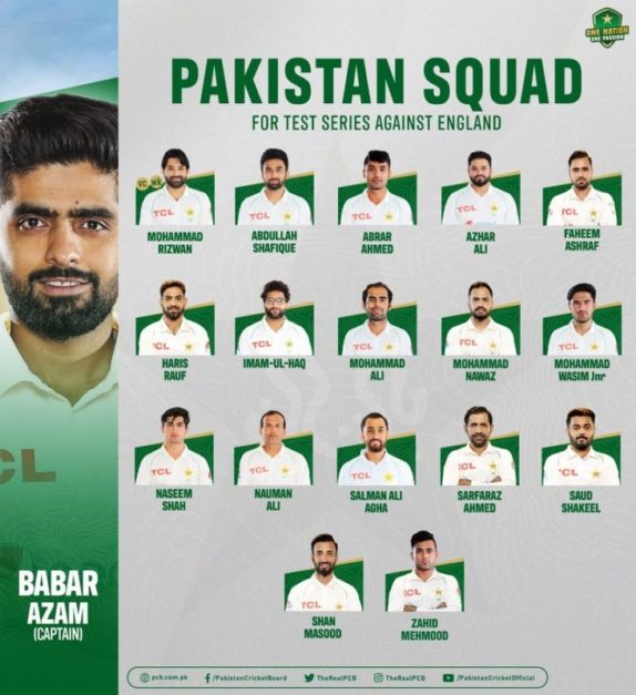 Pakistan vs. England, Pakistan Squad