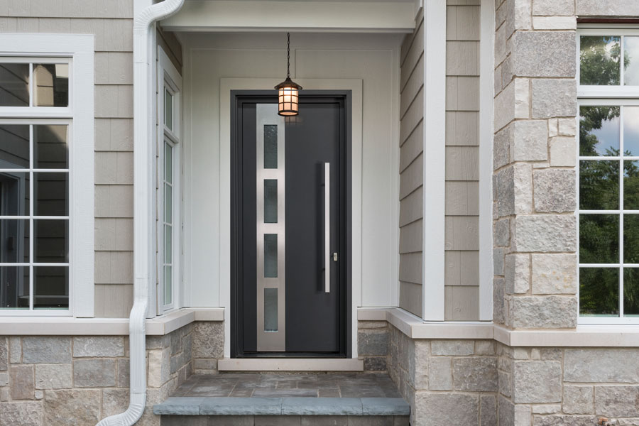 an exterior image of aluminum doors