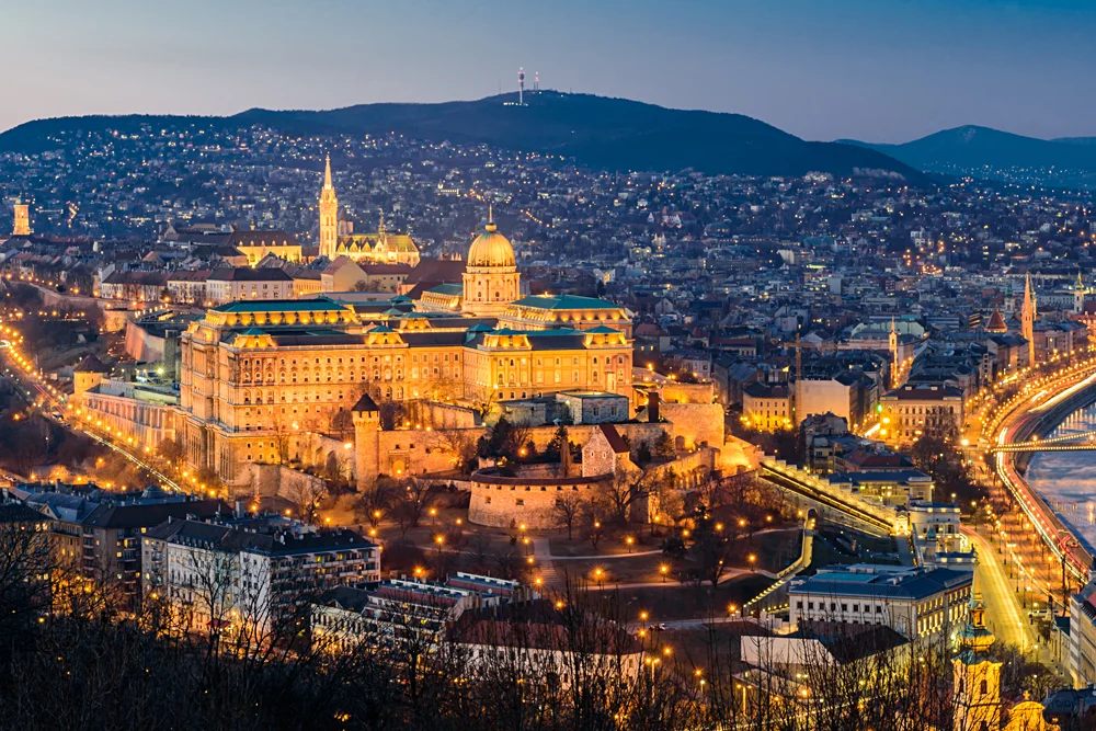 a drone view of budapest city in hungary