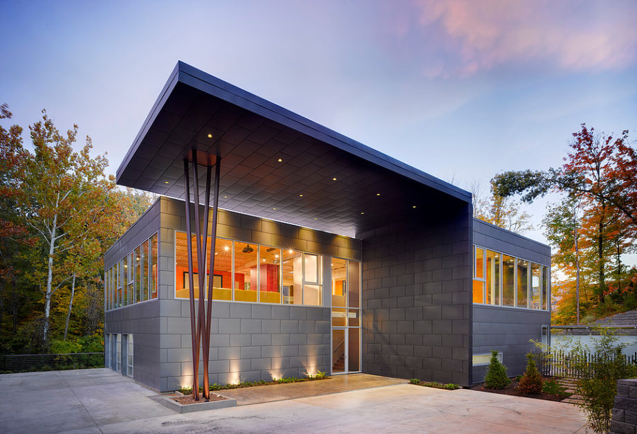 a house with Metal Cladding exterior wall