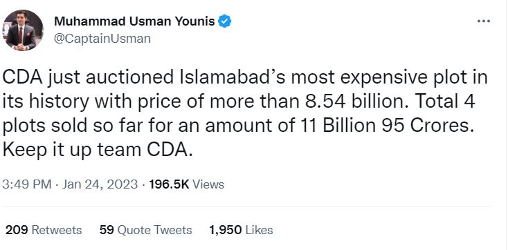 CDA auctioned Islamabad’s most expensive plot in its history