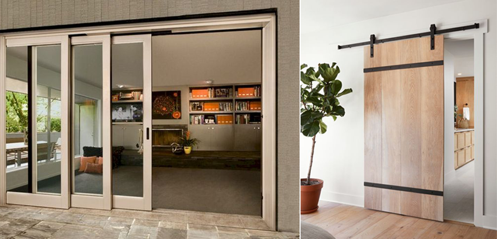 A sliding glass door in a living lounge