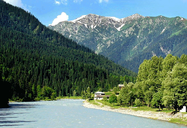 image of river with landscape view of mountains