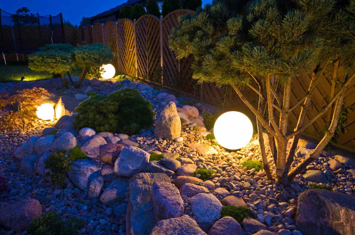 Garden lights in a garden