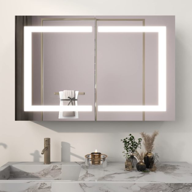 Mirrored Medicine Cabinets installed on a wall in bathroom