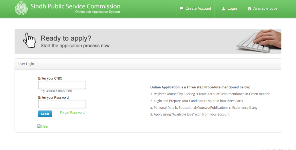 how to apply section on sindh public service commission