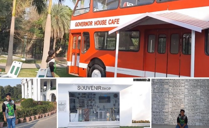 A double decker bus caffee in governor house Lahore