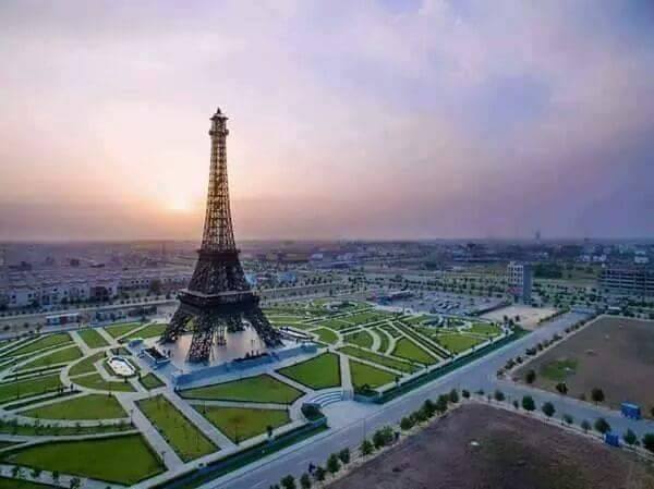 eiffel tower lahore aerial view