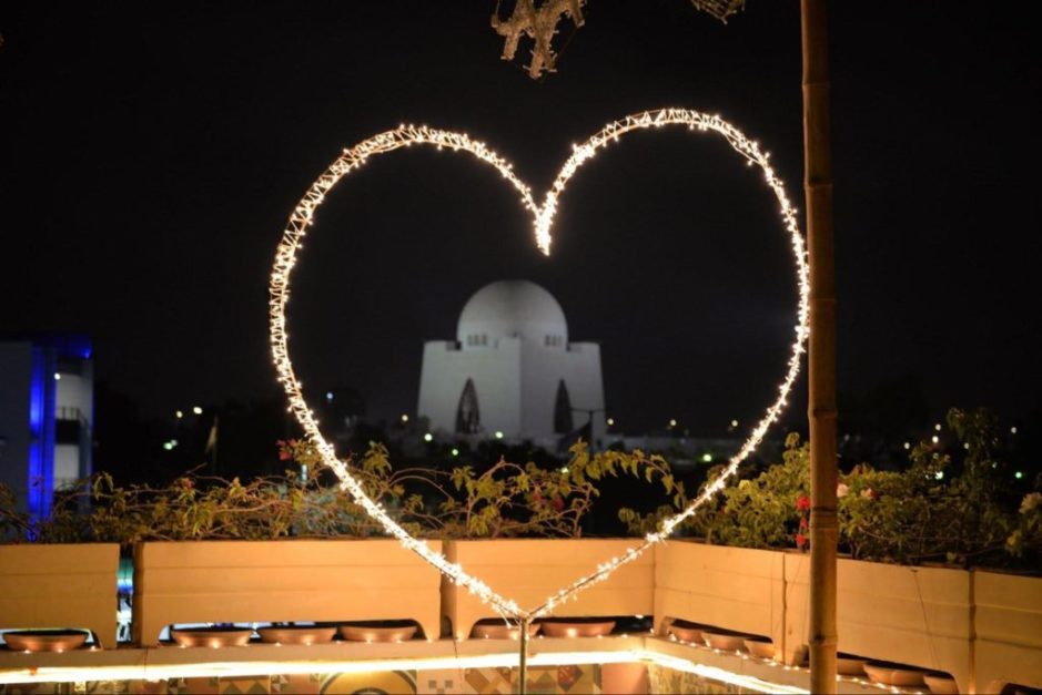 heart shape lights at TDF ghar Balcony