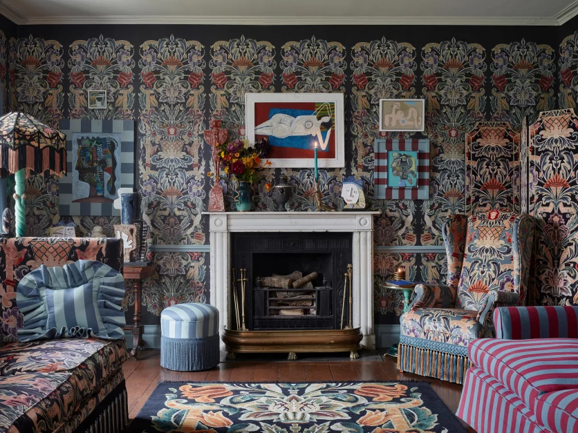 walls and floor covered in carpets representing maximalist carpet trend