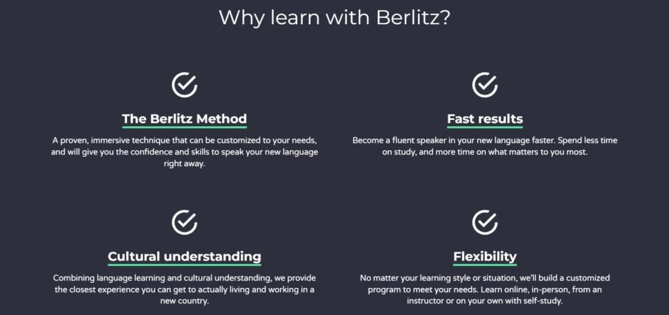 Screen shot of Berlitz website