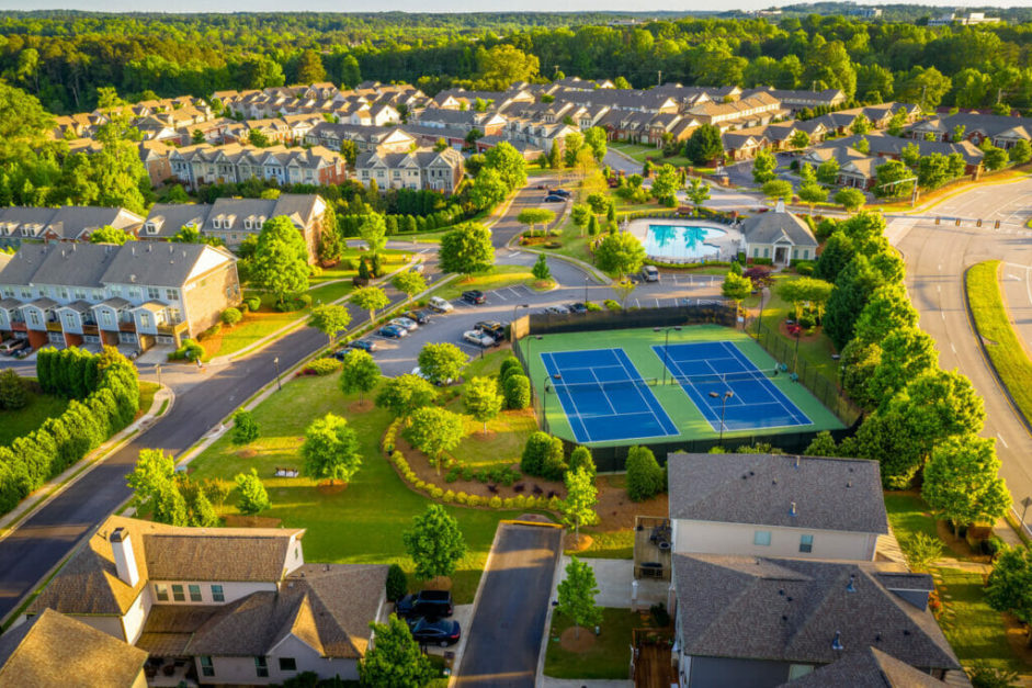 aerial view of a housing society