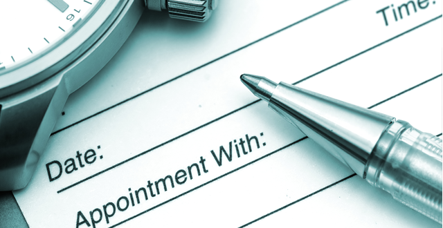 appointment form and pen
