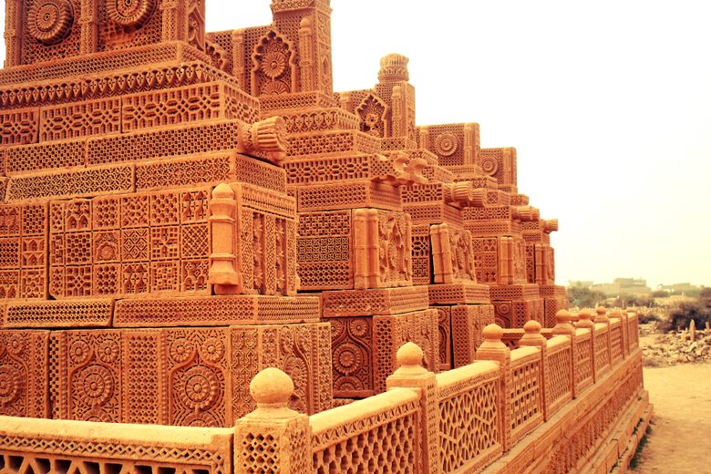 On the outskirts of Karachi is a distinctive archaeological site called Chaukhandi Tombs.