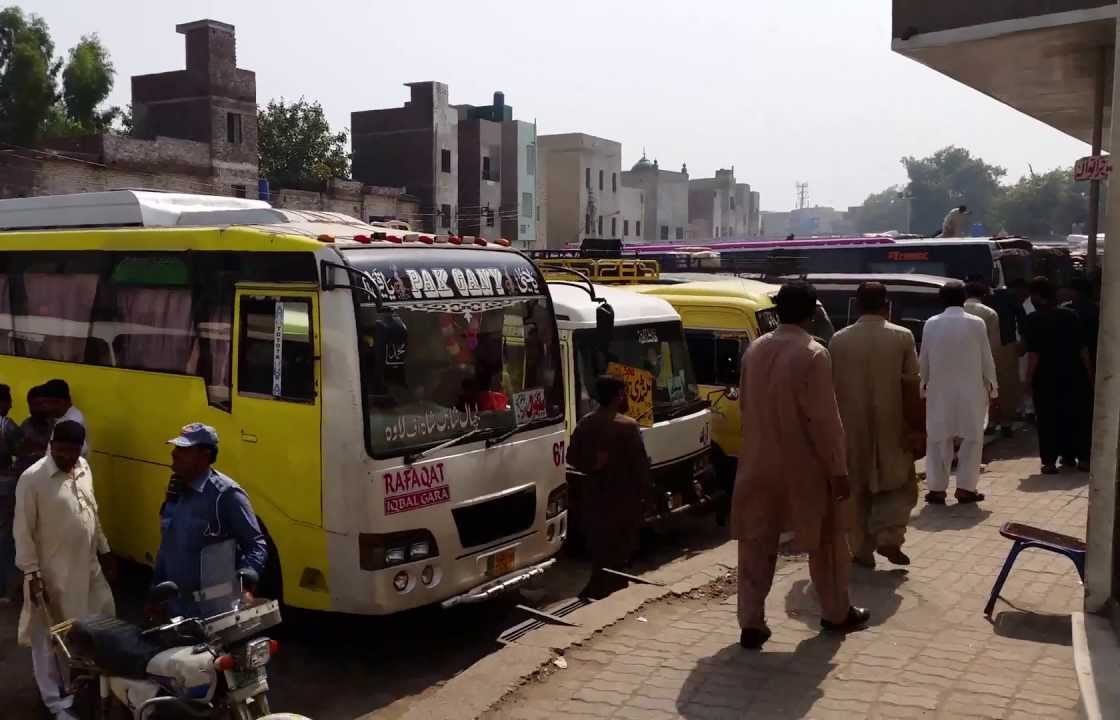 busses at the bus stand lari adda lahore