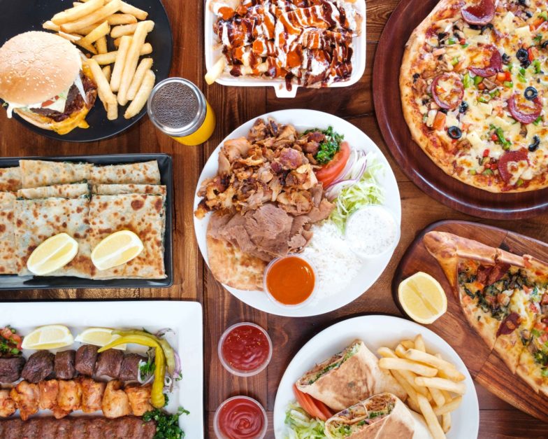 different food items served on a table