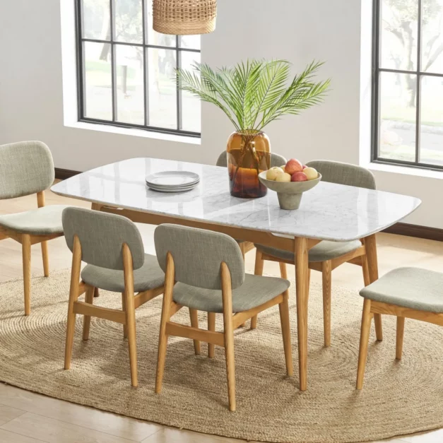 dining chairs around a dining table