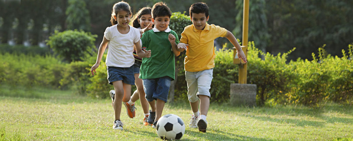 kids playing football