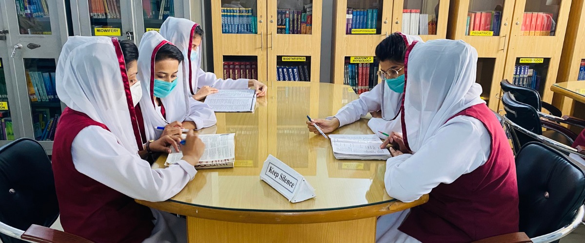 nursing studying at library