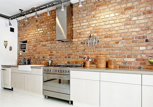 Solid Brick Wall in the Kitchen