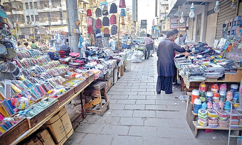 stalls at a market in Karachi