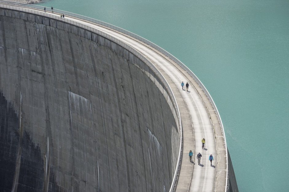 people walking on three gorges dam bridge