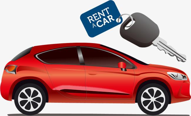 vector image of a red rent a car and a key