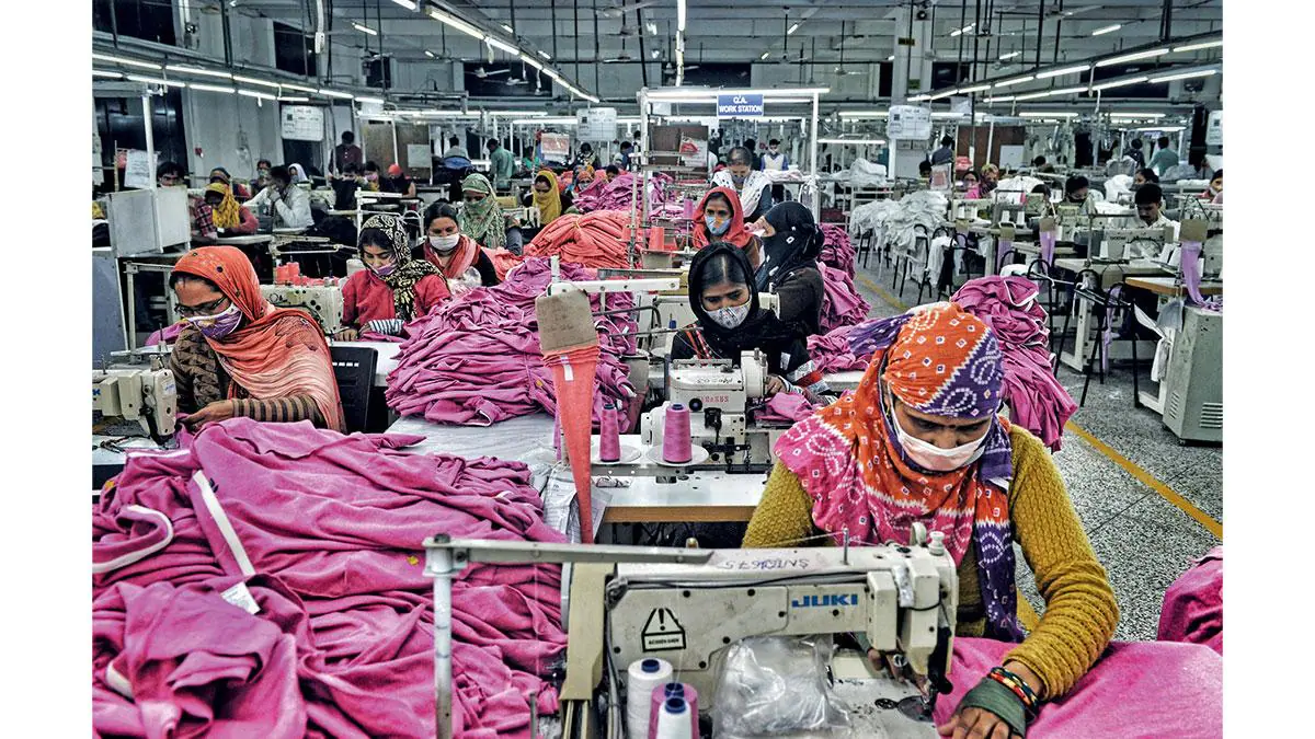 females working in textile factory