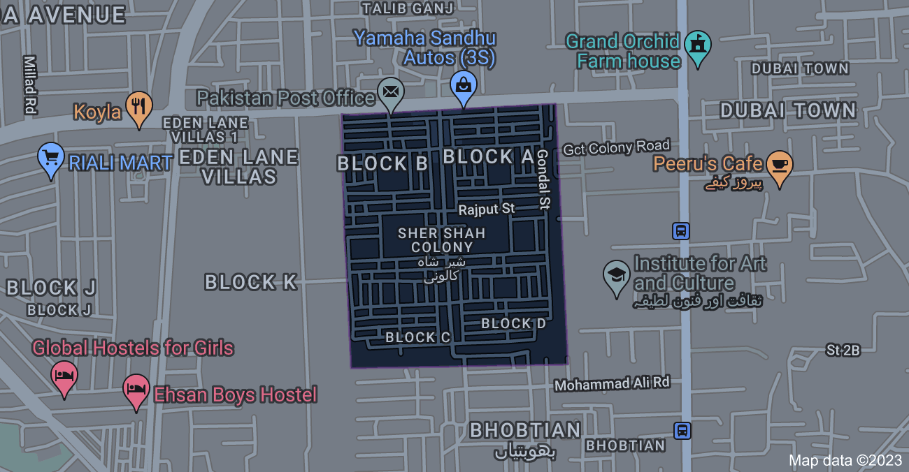 sher shah colony lahore map