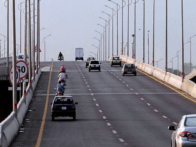 a traffic on bridge in sialkot