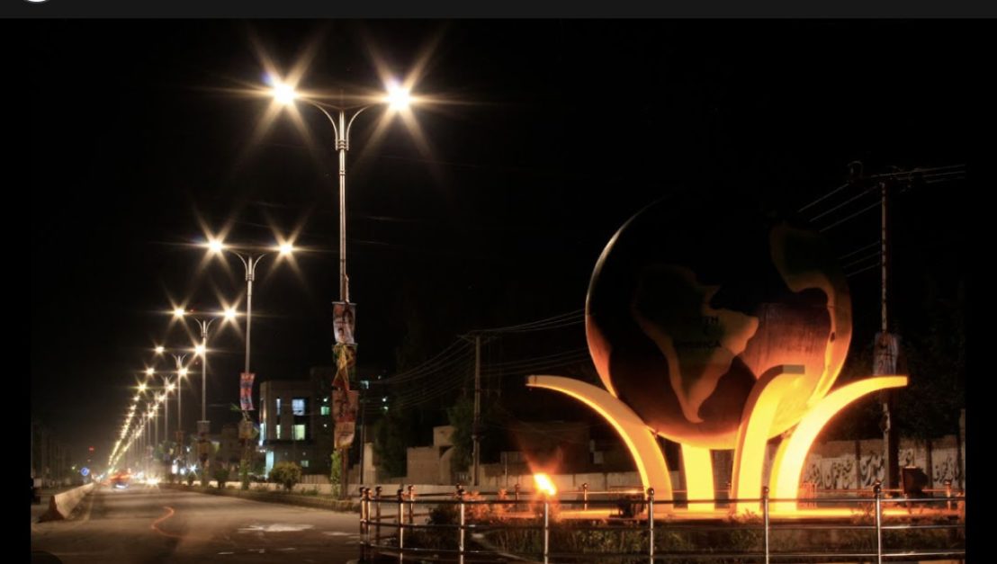 night view of road in D.G Khan