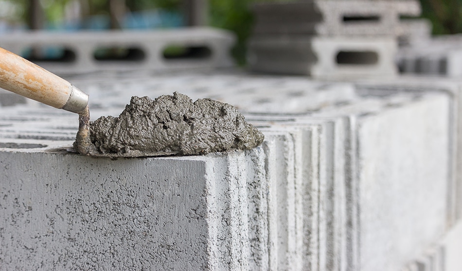 cement on concrete blocks