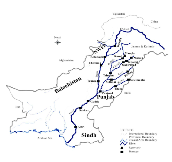 map of river system in pakistan