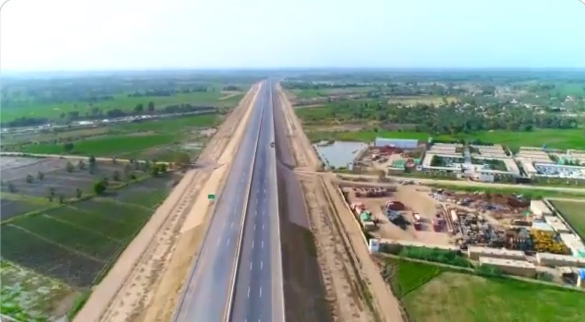 An aerial view of Lahore Sialkot motorway