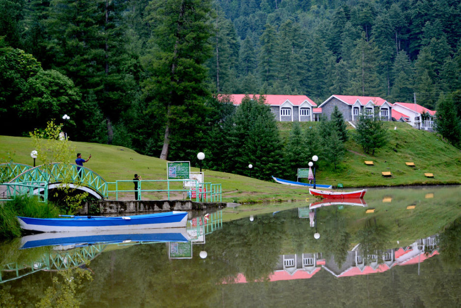 Banjosa Lake near resort in Rawalakot connected with a small bridge