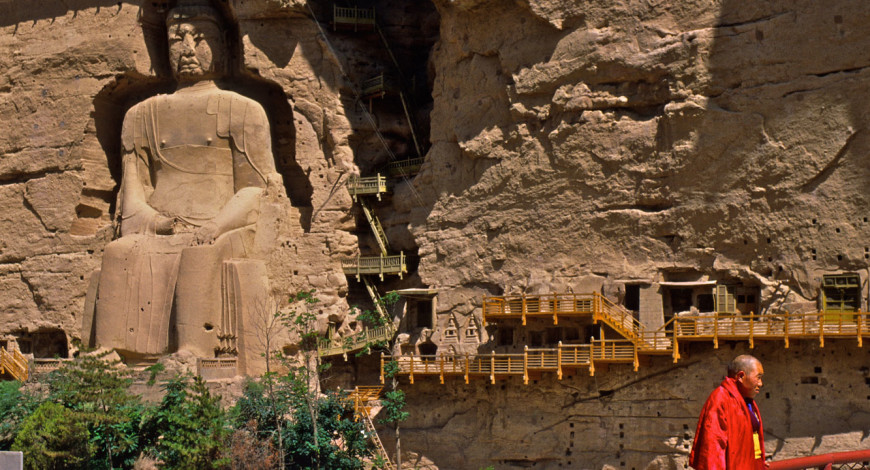 Budha statue engraved in the rock