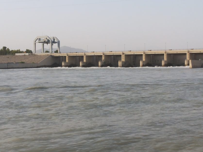 River following through ghazi barotha dam