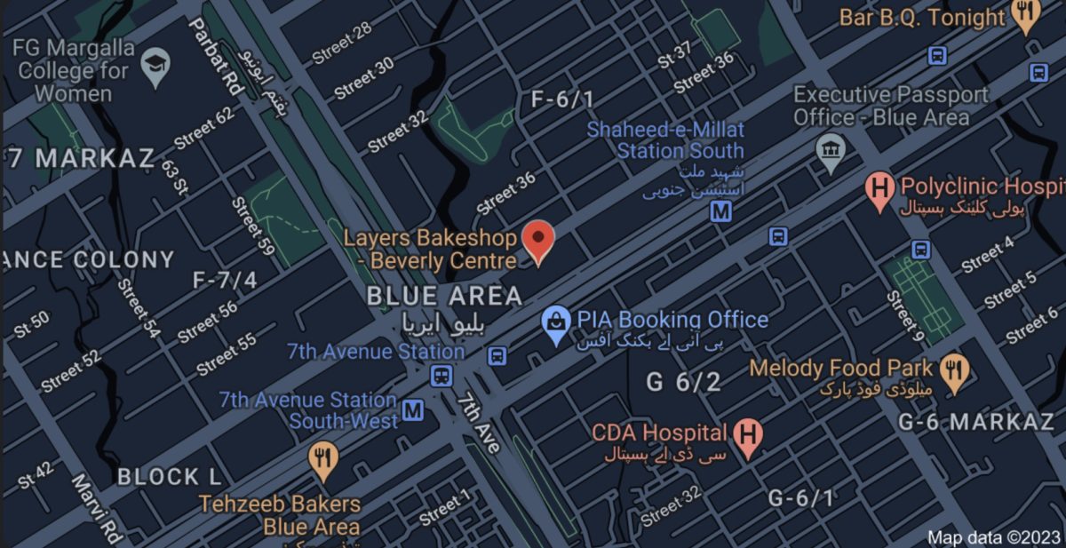 screenshot of google map showing beverly center location