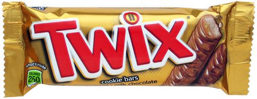 Twix chocolate bar in the wrapper