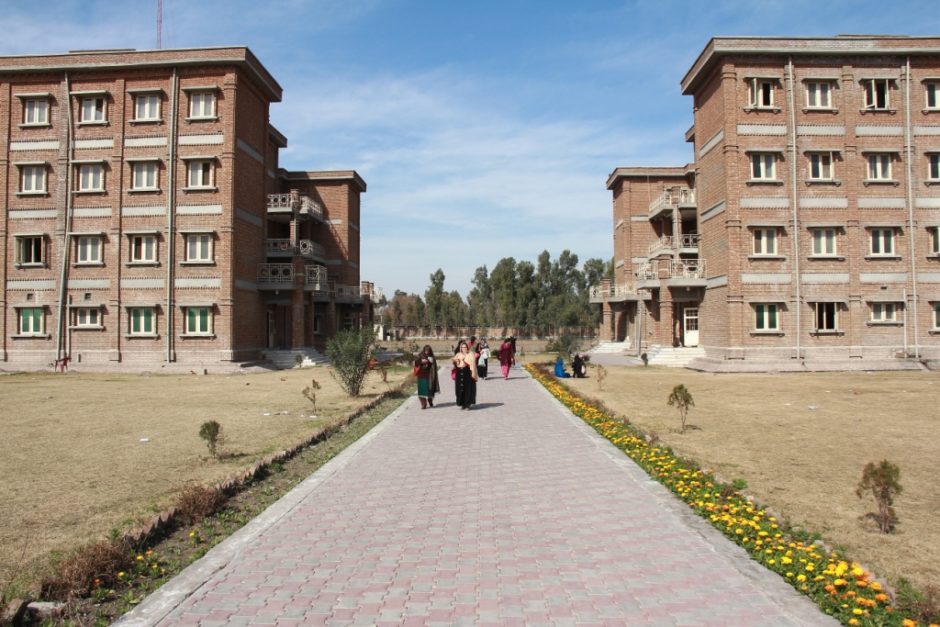 Women walking inside campus of SBBWU Peshawar