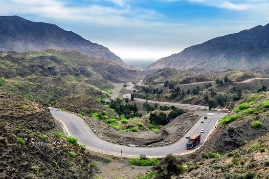 aerial view of phyber pass route