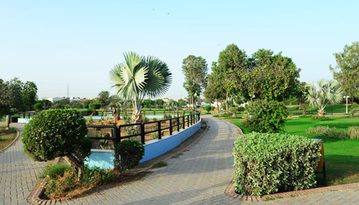 A park and walking track in DHA