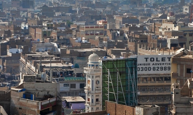 Ariel view of houses in the city of Sukkur